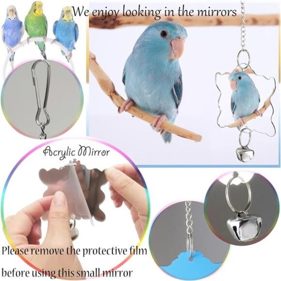Bird Parakeet Cockatiel Toys,19 Pcs Pet Bird Cage Swing Hammock Shoe Chewing Toy - Picture 3 of 7